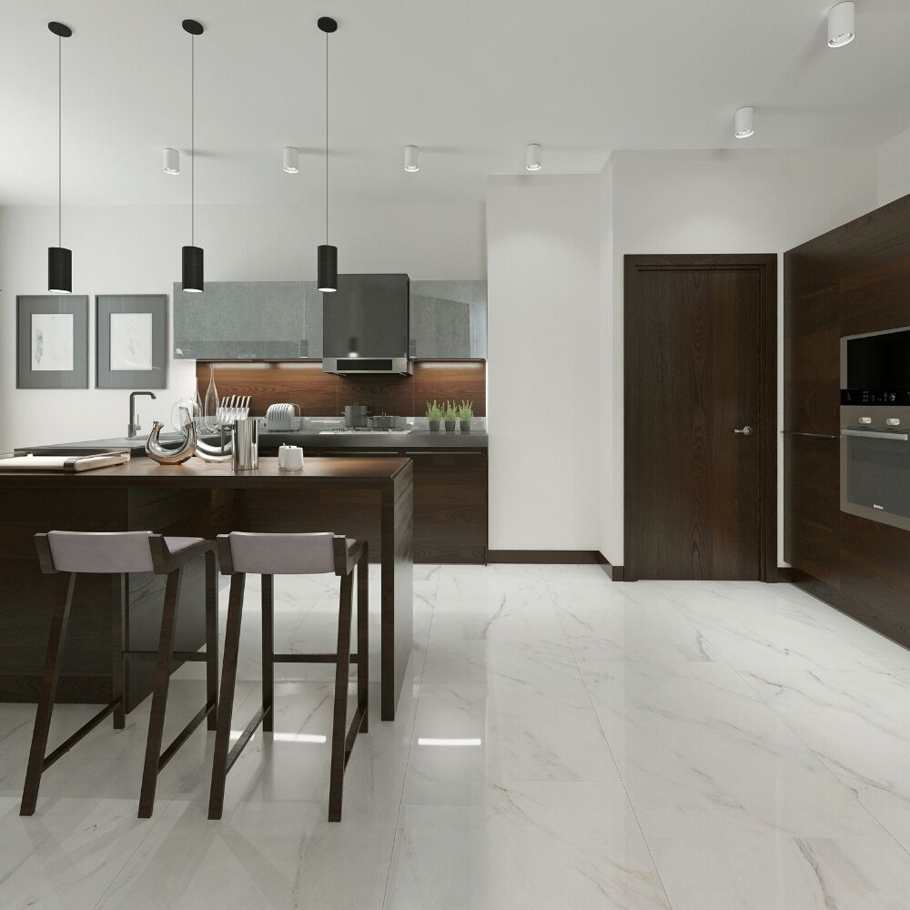 Calacatta 12"x24" White Porcelain Matte Tile