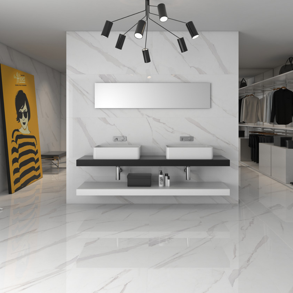 Elegance 24"x48" White Porcelain Polished Tile