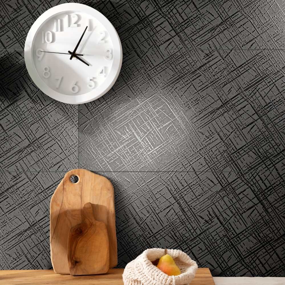 Fame 12"x24" Black Porcelain Textured Tile