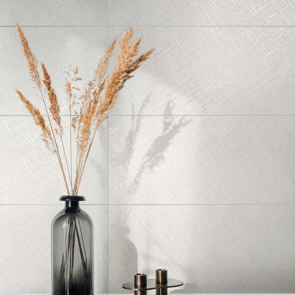 Fame 12"x24" White Porcelain Textured Tile