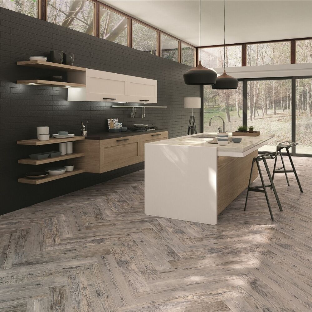 Grand Sequoia 6"x33" Mid Blue Porcelain Textured Tile