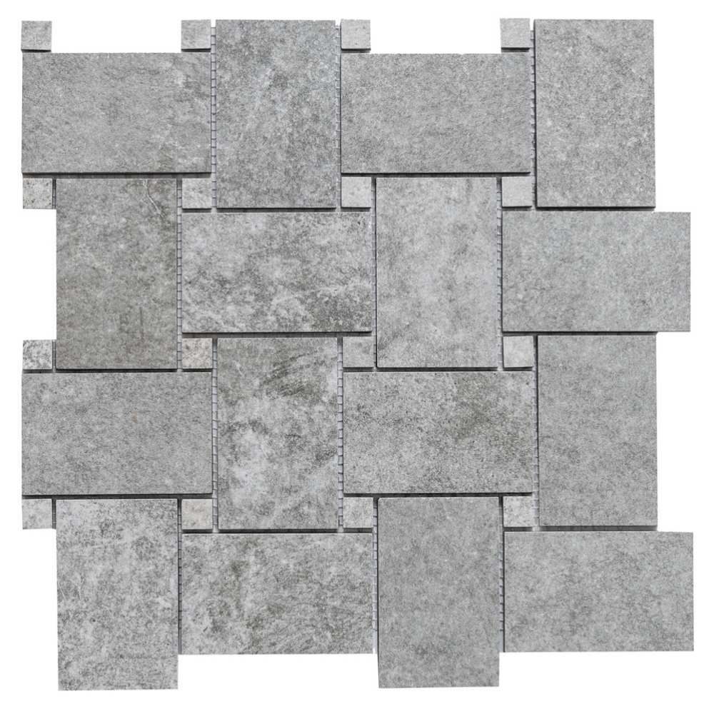 Jungle Stone Basketwe Silver Porcelain Matte Mosaic