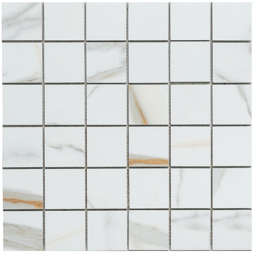 Calacatta Gold 2"x2" Gold Porcelain Matte Mosaic