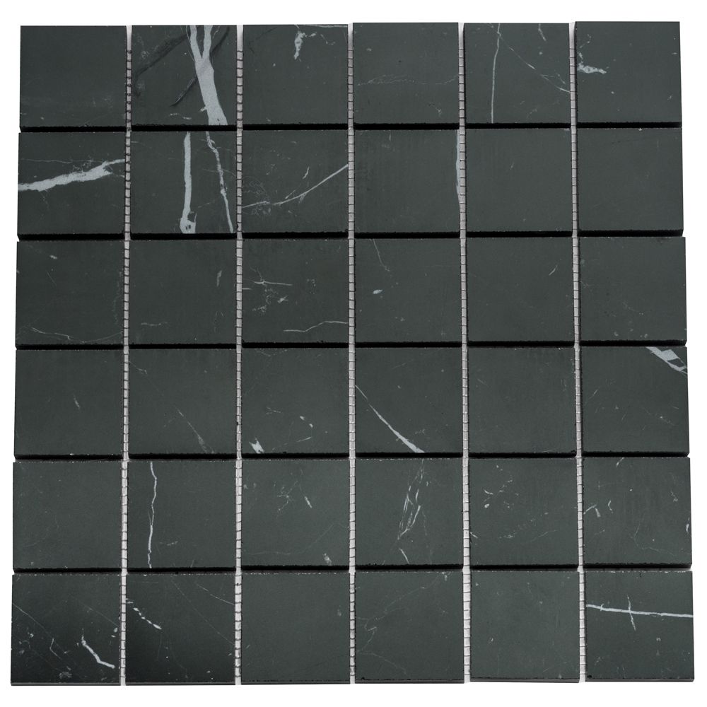 Prexious Silk 2"x2" Nero Marquinia Porcelain Matte Mosaic