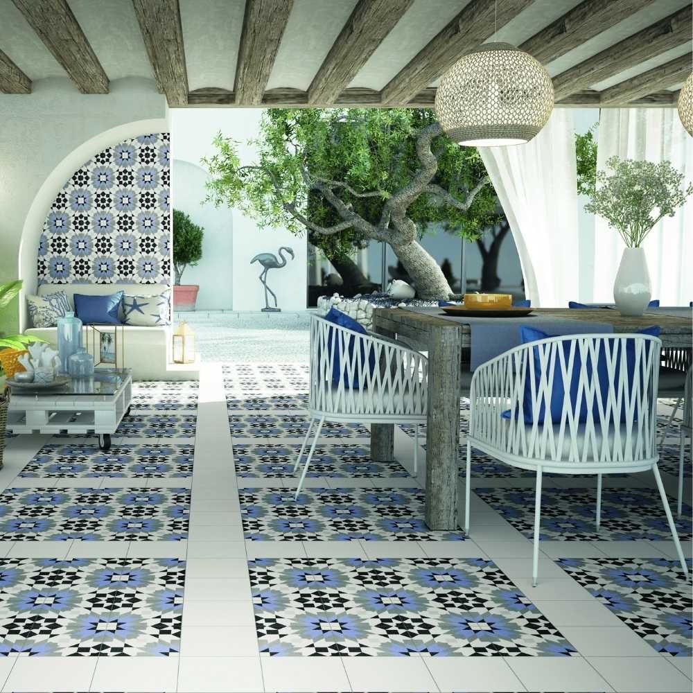 Rabat 8"x8" Blue Porcelain Matte Tile