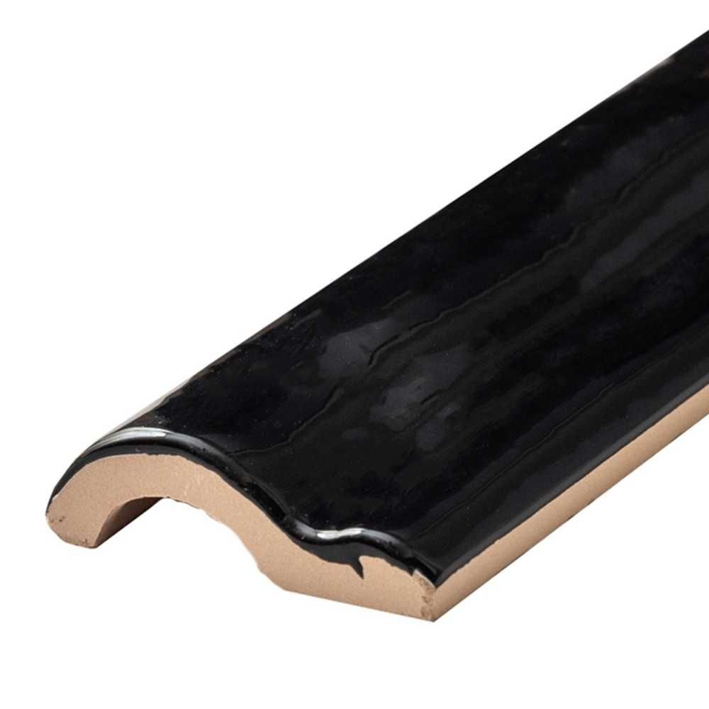 Tribeca 2"x6" Black Ceramic Glossy Chair Rail