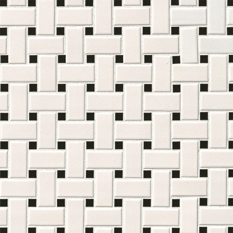 White and Black Matte Basketweave 6mm